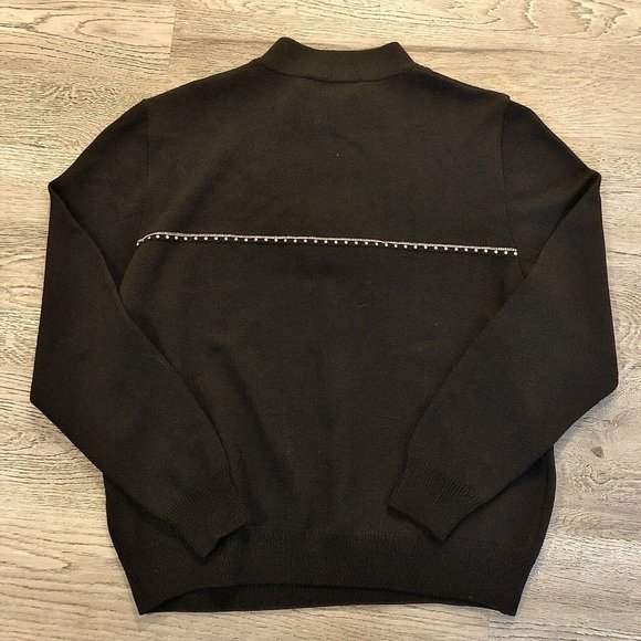 Vintage new St. John Sport mock neck knit boxy embroidered cropped sweatshirt - Picture 13 of 16